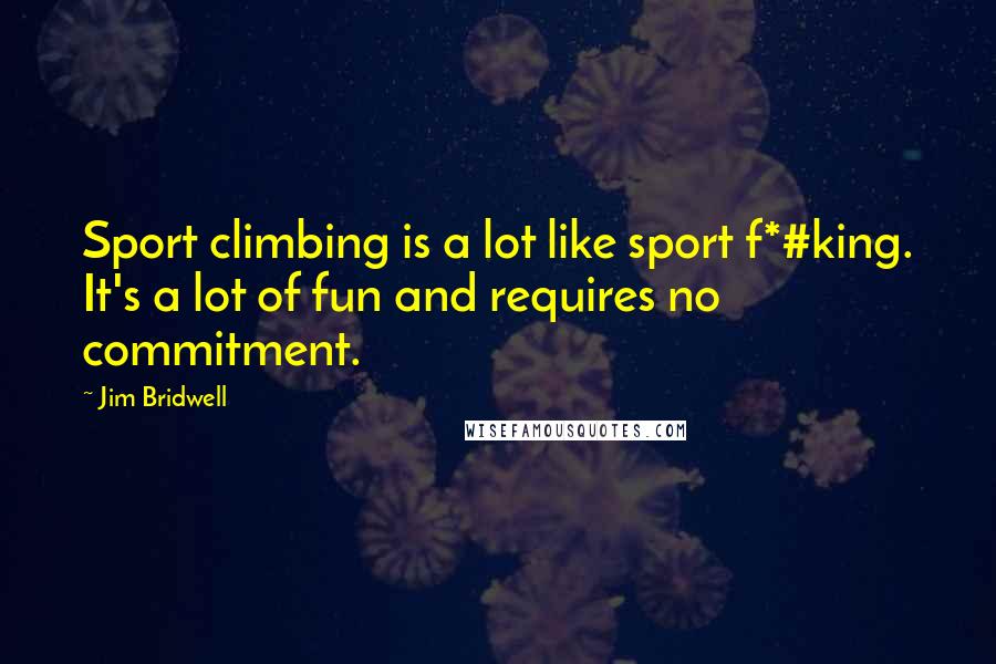 Jim Bridwell Quotes: Sport climbing is a lot like sport f*#king. It's a lot of fun and requires no commitment.