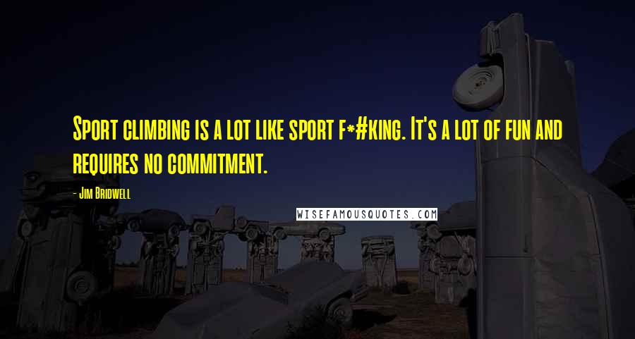 Jim Bridwell Quotes: Sport climbing is a lot like sport f*#king. It's a lot of fun and requires no commitment.