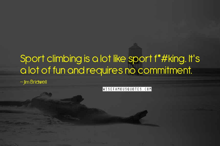Jim Bridwell Quotes: Sport climbing is a lot like sport f*#king. It's a lot of fun and requires no commitment.
