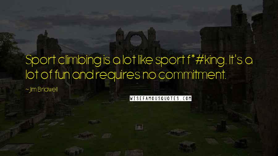 Jim Bridwell Quotes: Sport climbing is a lot like sport f*#king. It's a lot of fun and requires no commitment.