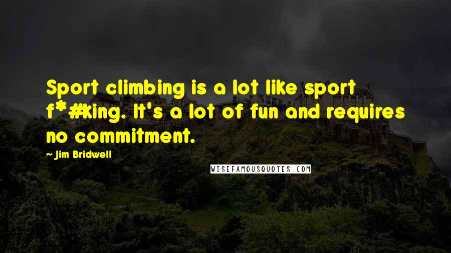 Jim Bridwell Quotes: Sport climbing is a lot like sport f*#king. It's a lot of fun and requires no commitment.