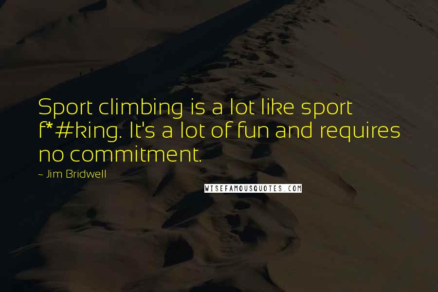 Jim Bridwell Quotes: Sport climbing is a lot like sport f*#king. It's a lot of fun and requires no commitment.