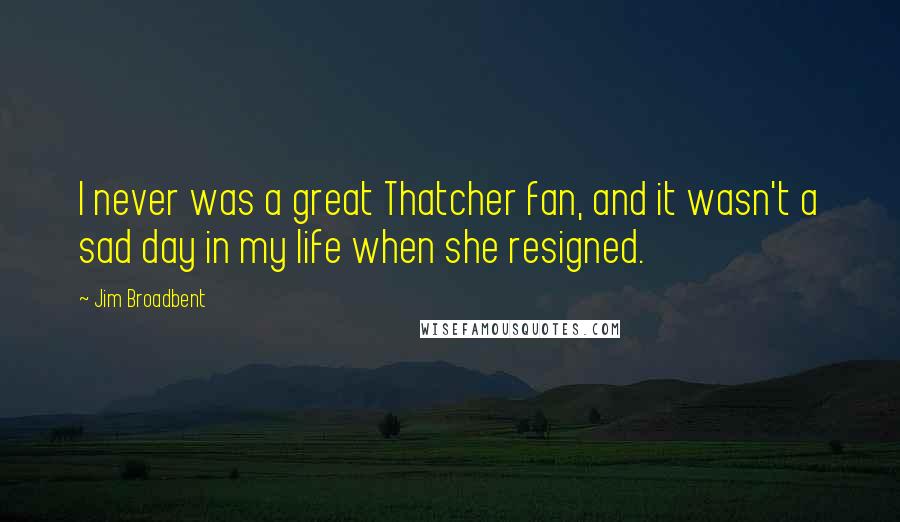 Jim Broadbent Quotes: I never was a great Thatcher fan, and it wasn't a sad day in my life when she resigned.