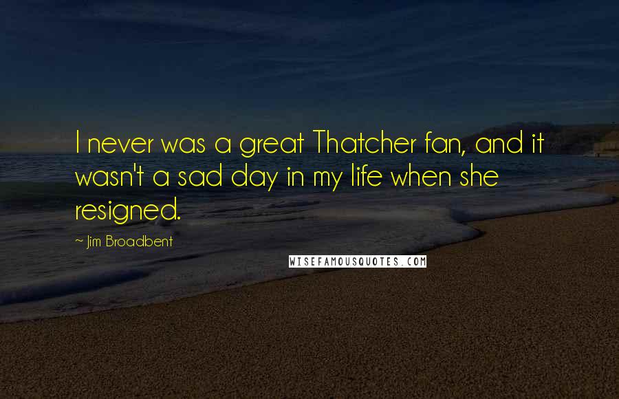 Jim Broadbent Quotes: I never was a great Thatcher fan, and it wasn't a sad day in my life when she resigned.