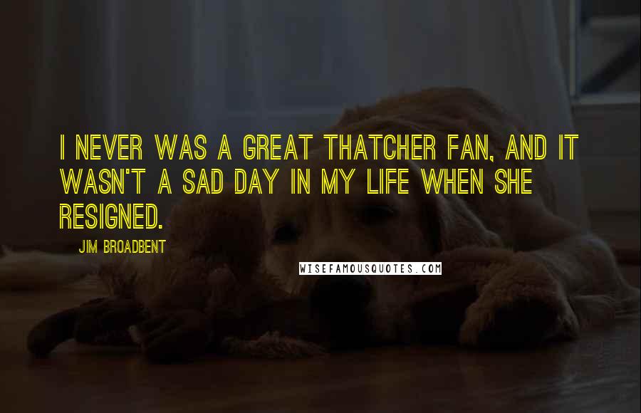 Jim Broadbent Quotes: I never was a great Thatcher fan, and it wasn't a sad day in my life when she resigned.