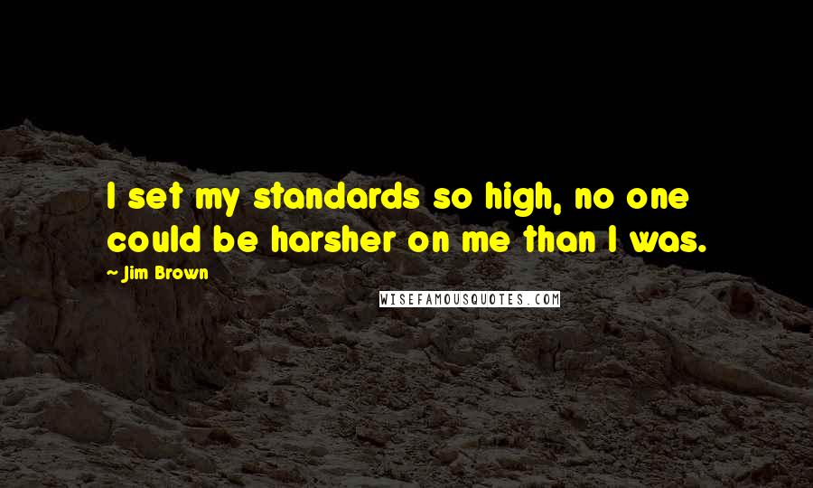 Jim Brown Quotes: I set my standards so high, no one could be harsher on me than I was.