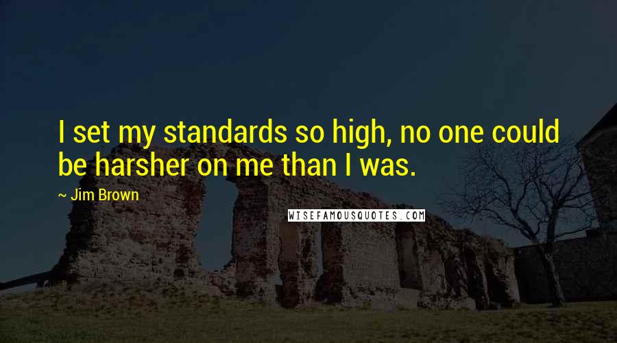 Jim Brown Quotes: I set my standards so high, no one could be harsher on me than I was.