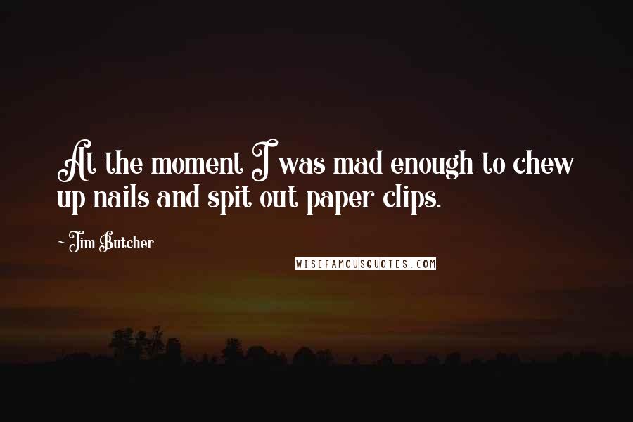 Jim Butcher Quotes: At the moment I was mad enough to chew up nails and spit out paper clips.
