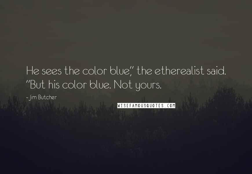 Jim Butcher Quotes: He sees the color blue," the etherealist said. "But his color blue. Not yours.