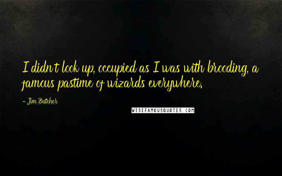 Jim Butcher Quotes: I didn't look up, occupied as I was with brooding, a famous pastime of wizards everywhere.