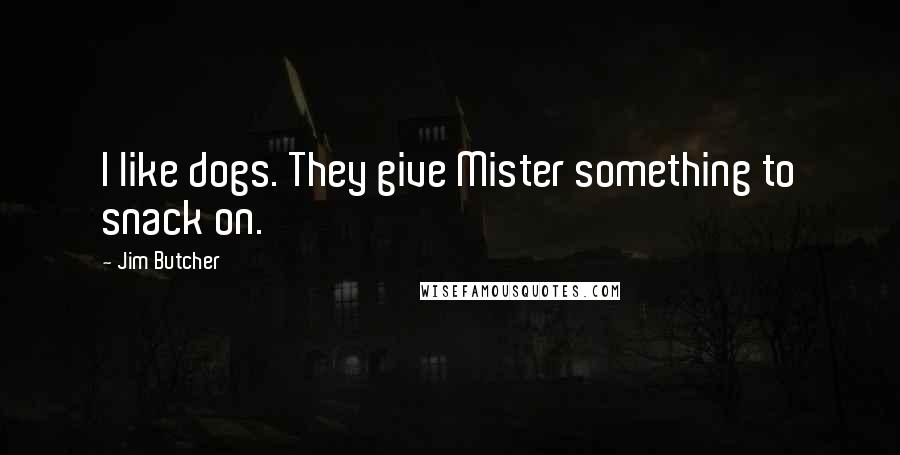 Jim Butcher Quotes: I like dogs. They give Mister something to snack on.