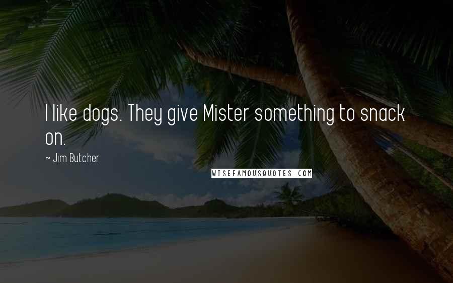 Jim Butcher Quotes: I like dogs. They give Mister something to snack on.