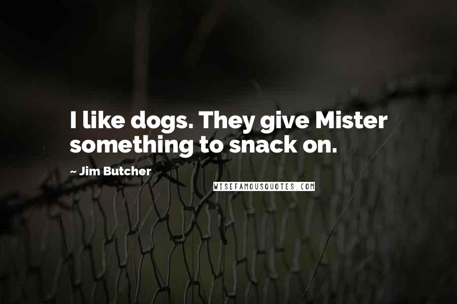Jim Butcher Quotes: I like dogs. They give Mister something to snack on.