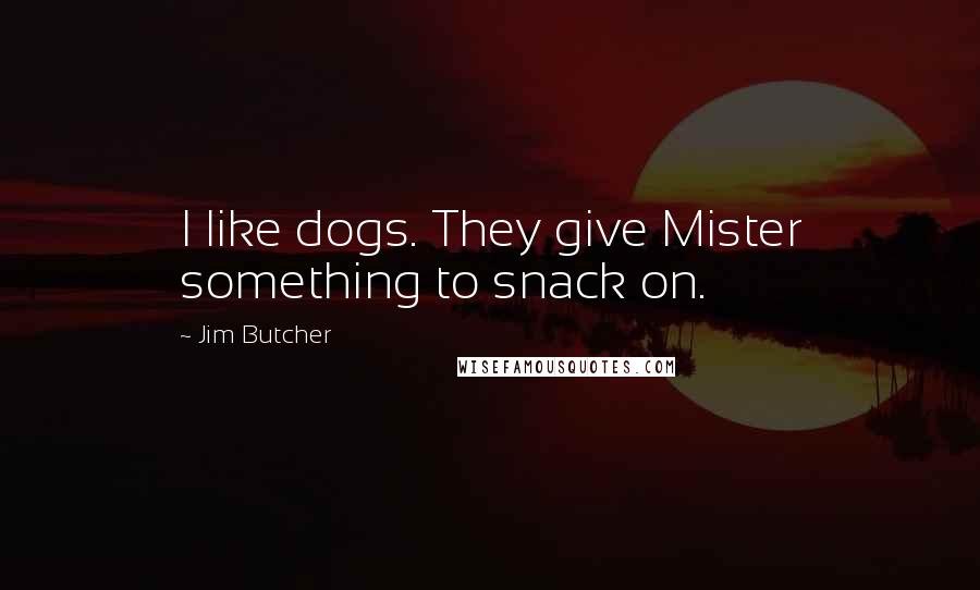 Jim Butcher Quotes: I like dogs. They give Mister something to snack on.