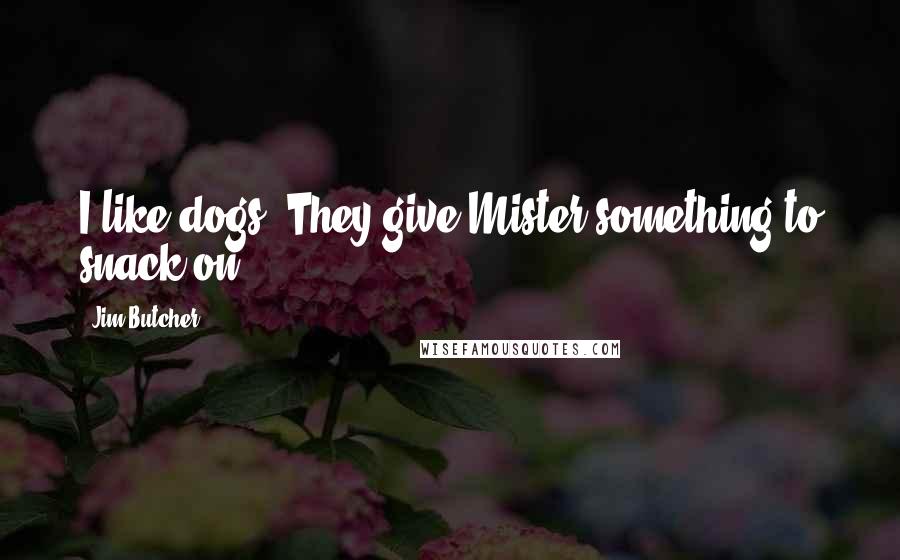 Jim Butcher Quotes: I like dogs. They give Mister something to snack on.