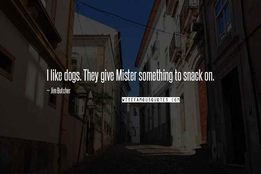 Jim Butcher Quotes: I like dogs. They give Mister something to snack on.