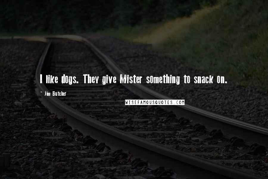 Jim Butcher Quotes: I like dogs. They give Mister something to snack on.