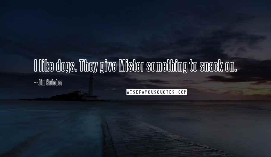 Jim Butcher Quotes: I like dogs. They give Mister something to snack on.