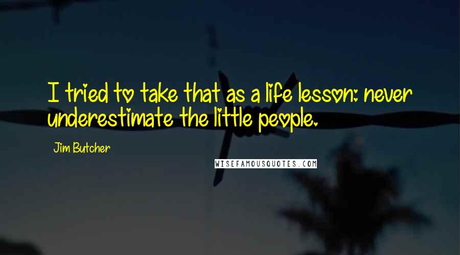 Jim Butcher Quotes: I tried to take that as a life lesson: never underestimate the little people.