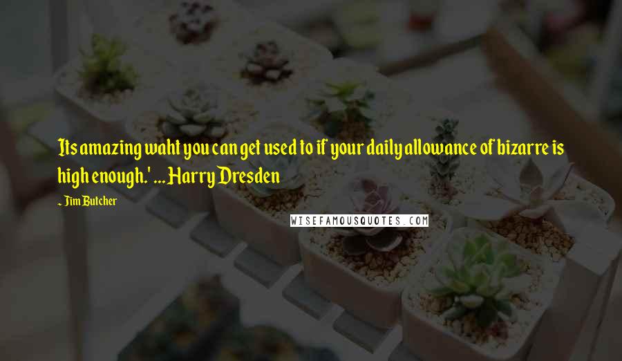 Jim Butcher Quotes: Its amazing waht you can get used to if your daily allowance of bizarre is high enough.' ... Harry Dresden