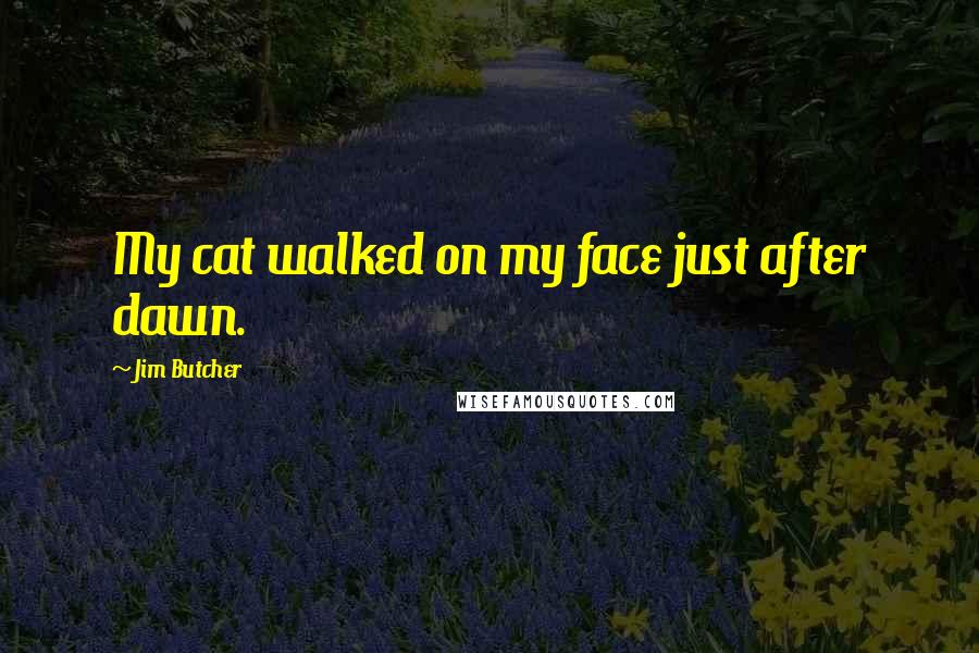 Jim Butcher Quotes: My cat walked on my face just after dawn.