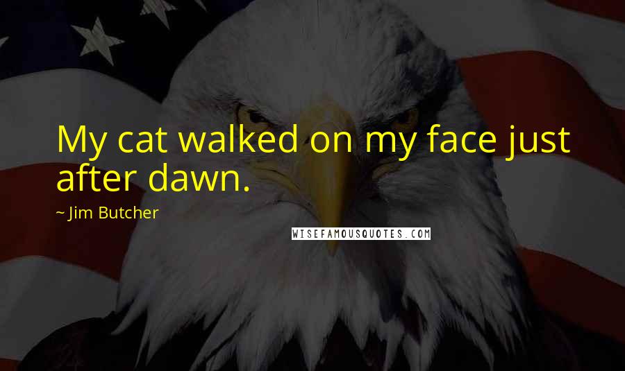 Jim Butcher Quotes: My cat walked on my face just after dawn.