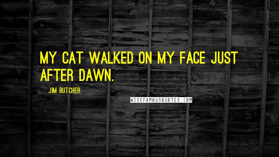 Jim Butcher Quotes: My cat walked on my face just after dawn.