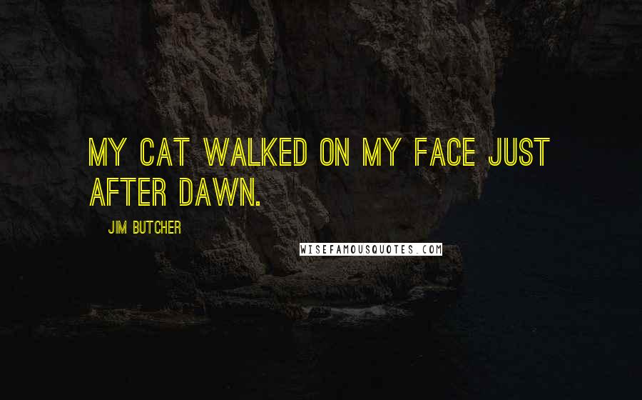 Jim Butcher Quotes: My cat walked on my face just after dawn.