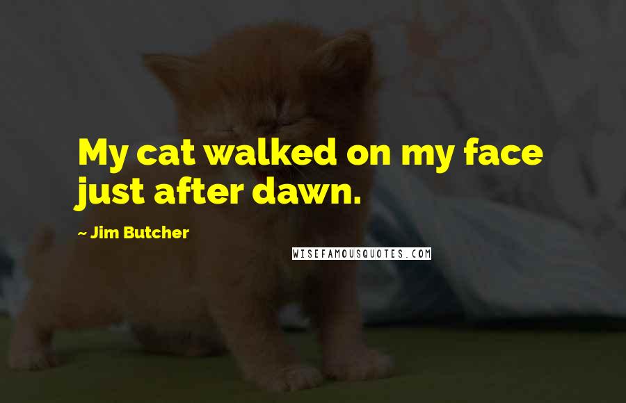 Jim Butcher Quotes: My cat walked on my face just after dawn.