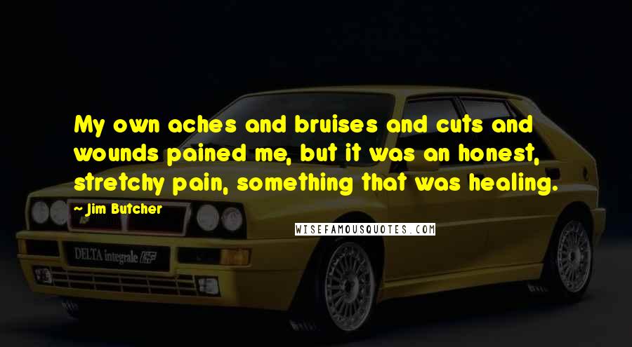 Jim Butcher Quotes: My own aches and bruises and cuts and wounds pained me, but it was an honest, stretchy pain, something that was healing.