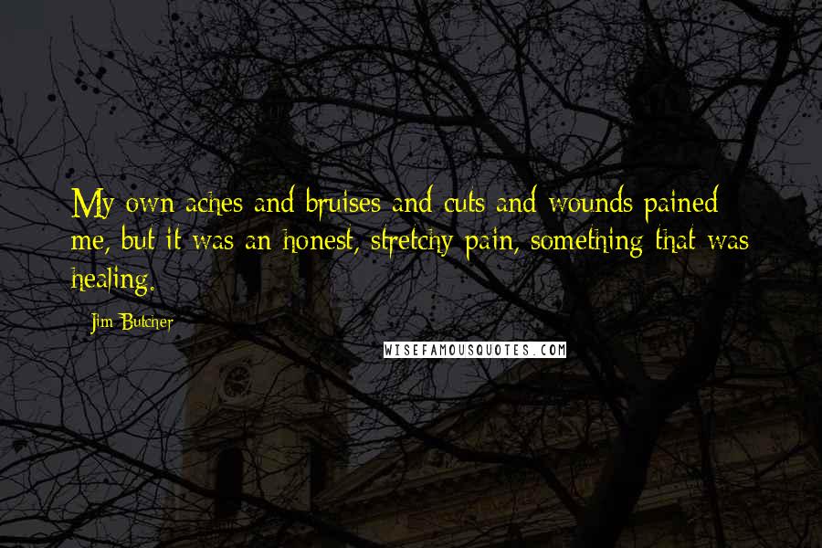 Jim Butcher Quotes: My own aches and bruises and cuts and wounds pained me, but it was an honest, stretchy pain, something that was healing.