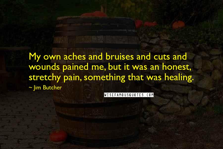 Jim Butcher Quotes: My own aches and bruises and cuts and wounds pained me, but it was an honest, stretchy pain, something that was healing.