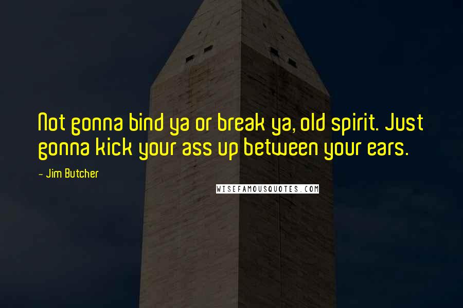 Jim Butcher Quotes: Not gonna bind ya or break ya, old spirit. Just gonna kick your ass up between your ears.