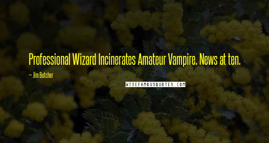 Jim Butcher Quotes: Professional Wizard Incinerates Amateur Vampire. News at ten.