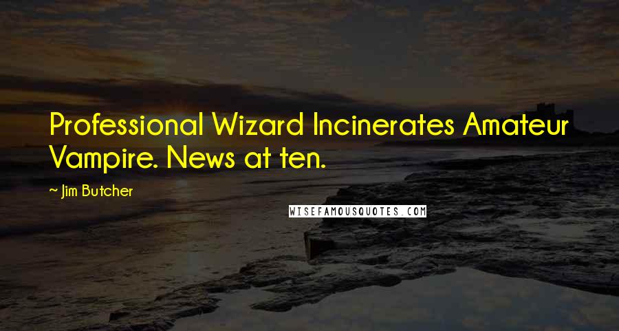 Jim Butcher Quotes: Professional Wizard Incinerates Amateur Vampire. News at ten.