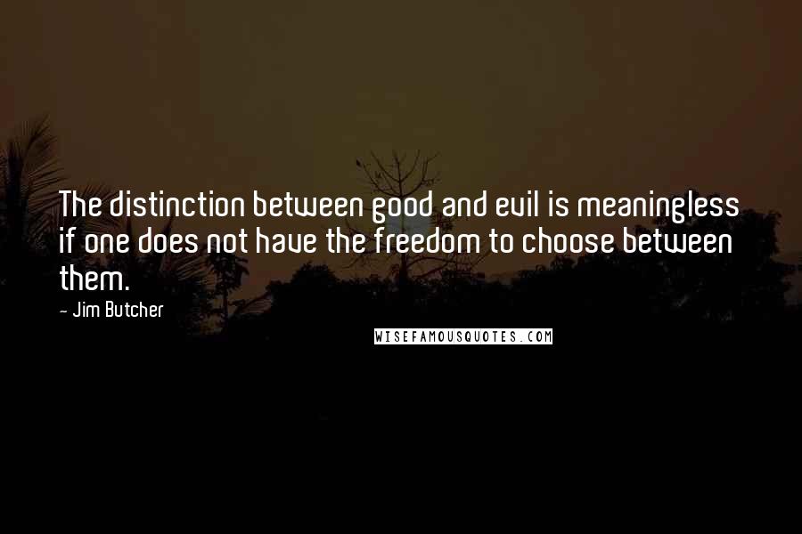 Jim Butcher Quotes: The distinction between good and evil is meaningless if one does not have the freedom to choose between them.
