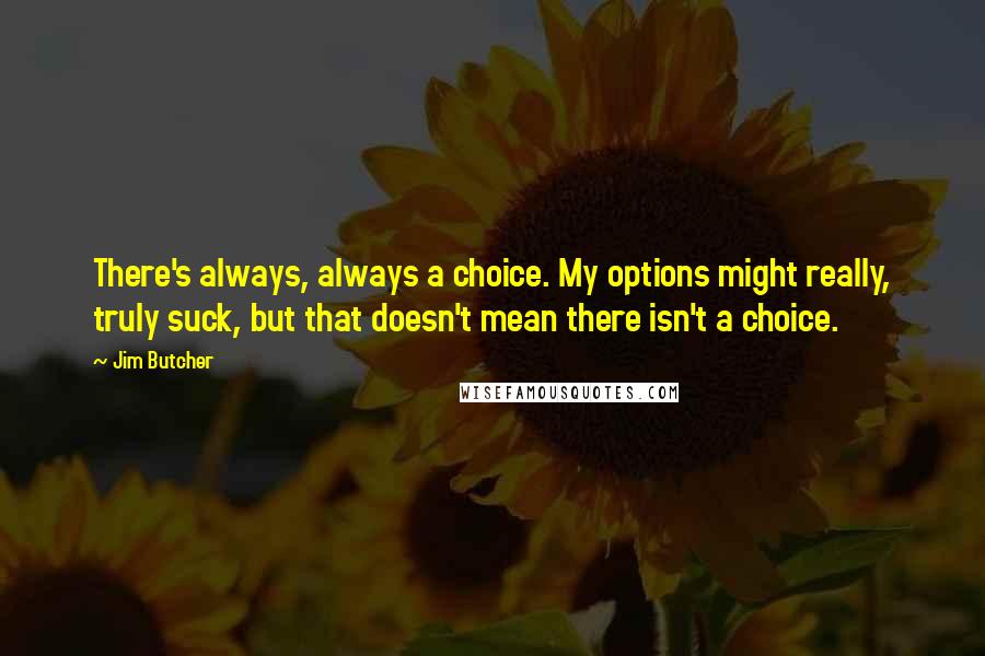Jim Butcher Quotes: There's always, always a choice. My options might really, truly suck, but that doesn't mean there isn't a choice.