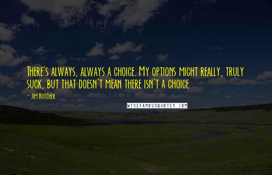 Jim Butcher Quotes: There's always, always a choice. My options might really, truly suck, but that doesn't mean there isn't a choice.