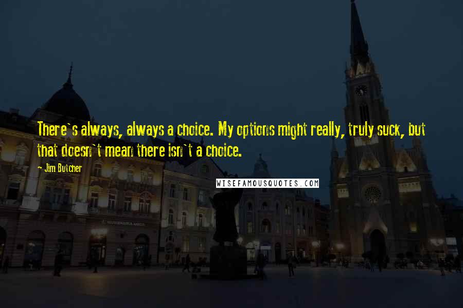 Jim Butcher Quotes: There's always, always a choice. My options might really, truly suck, but that doesn't mean there isn't a choice.