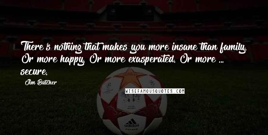 Jim Butcher Quotes: There's nothing that makes you more insane than family. Or more happy. Or more exasperated. Or more ... secure.