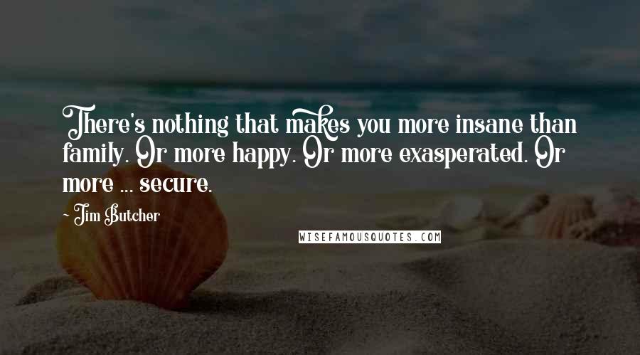 Jim Butcher Quotes: There's nothing that makes you more insane than family. Or more happy. Or more exasperated. Or more ... secure.