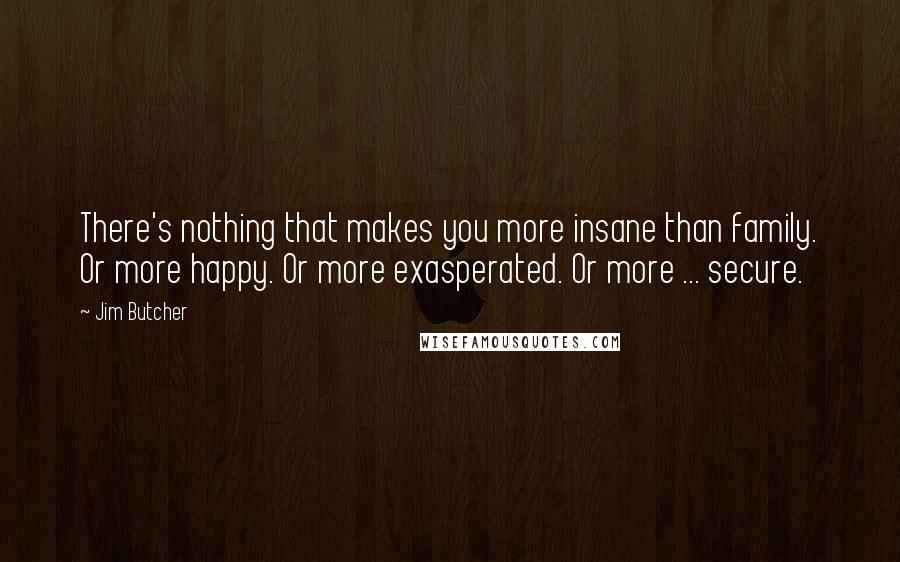 Jim Butcher Quotes: There's nothing that makes you more insane than family. Or more happy. Or more exasperated. Or more ... secure.