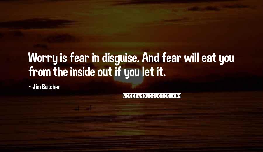 Jim Butcher Quotes: Worry is fear in disguise. And fear will eat you from the inside out if you let it.