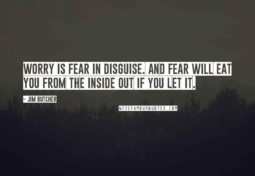 Jim Butcher Quotes: Worry is fear in disguise. And fear will eat you from the inside out if you let it.