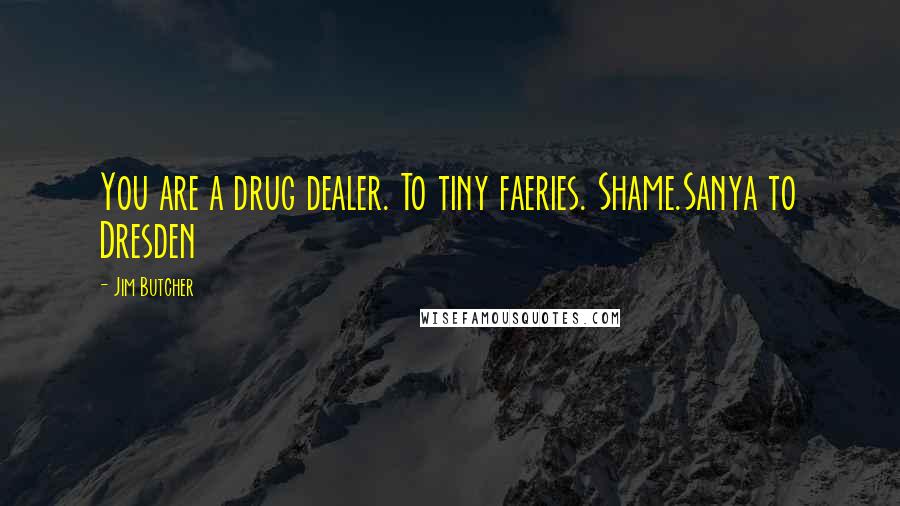Jim Butcher Quotes: You are a drug dealer. To tiny faeries. Shame.Sanya to Dresden