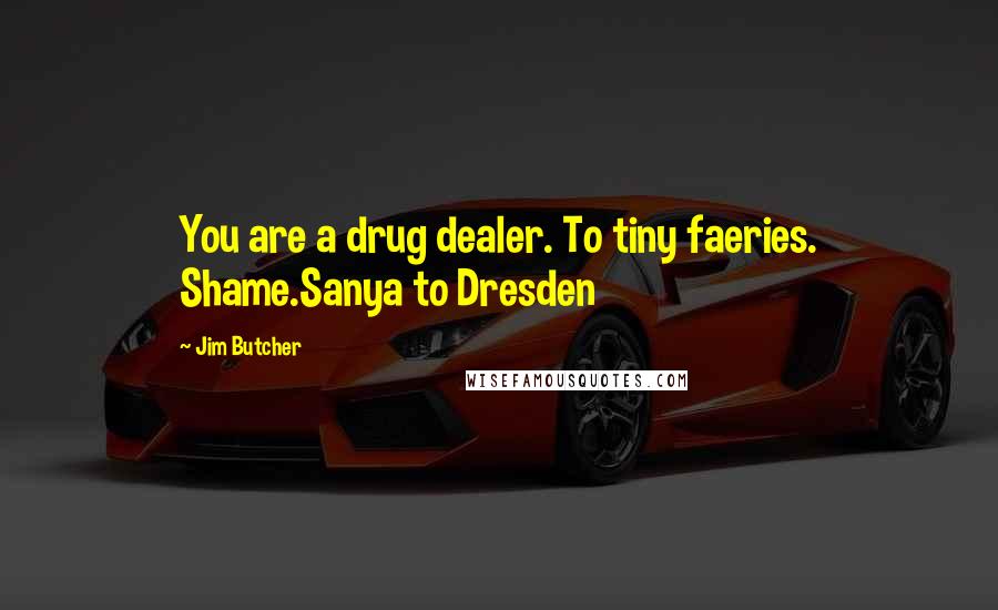Jim Butcher Quotes: You are a drug dealer. To tiny faeries. Shame.Sanya to Dresden