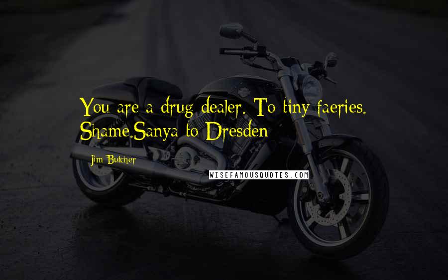Jim Butcher Quotes: You are a drug dealer. To tiny faeries. Shame.Sanya to Dresden
