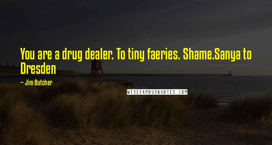 Jim Butcher Quotes: You are a drug dealer. To tiny faeries. Shame.Sanya to Dresden