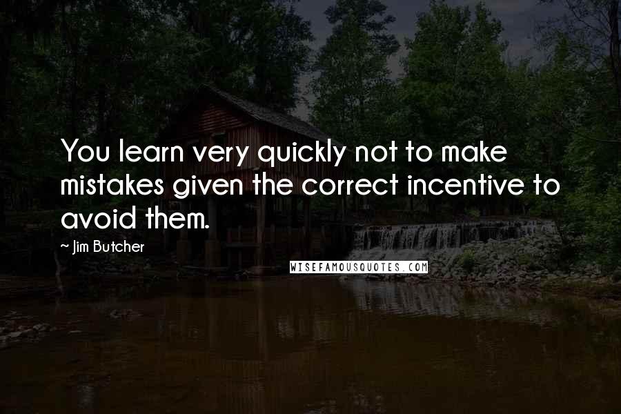 Jim Butcher Quotes: You learn very quickly not to make mistakes given the correct incentive to avoid them.