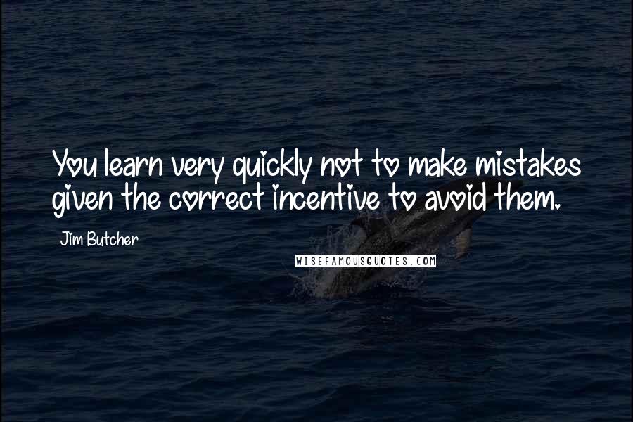 Jim Butcher Quotes: You learn very quickly not to make mistakes given the correct incentive to avoid them.